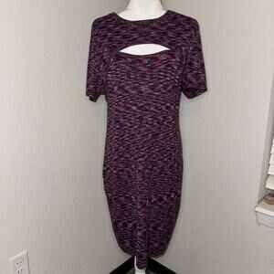 Lane Bryant Cutout-Front Ribbed Bodycon Sweater Dress Womens 18/20 Maroon Purple